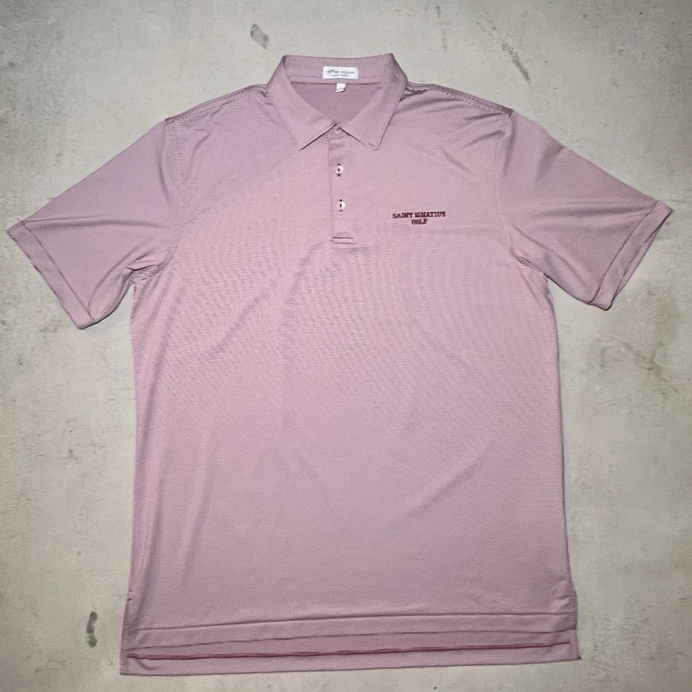 Peter Millar Summer Comfort Polo Shirt Mens Large Red Striped Golf Performance